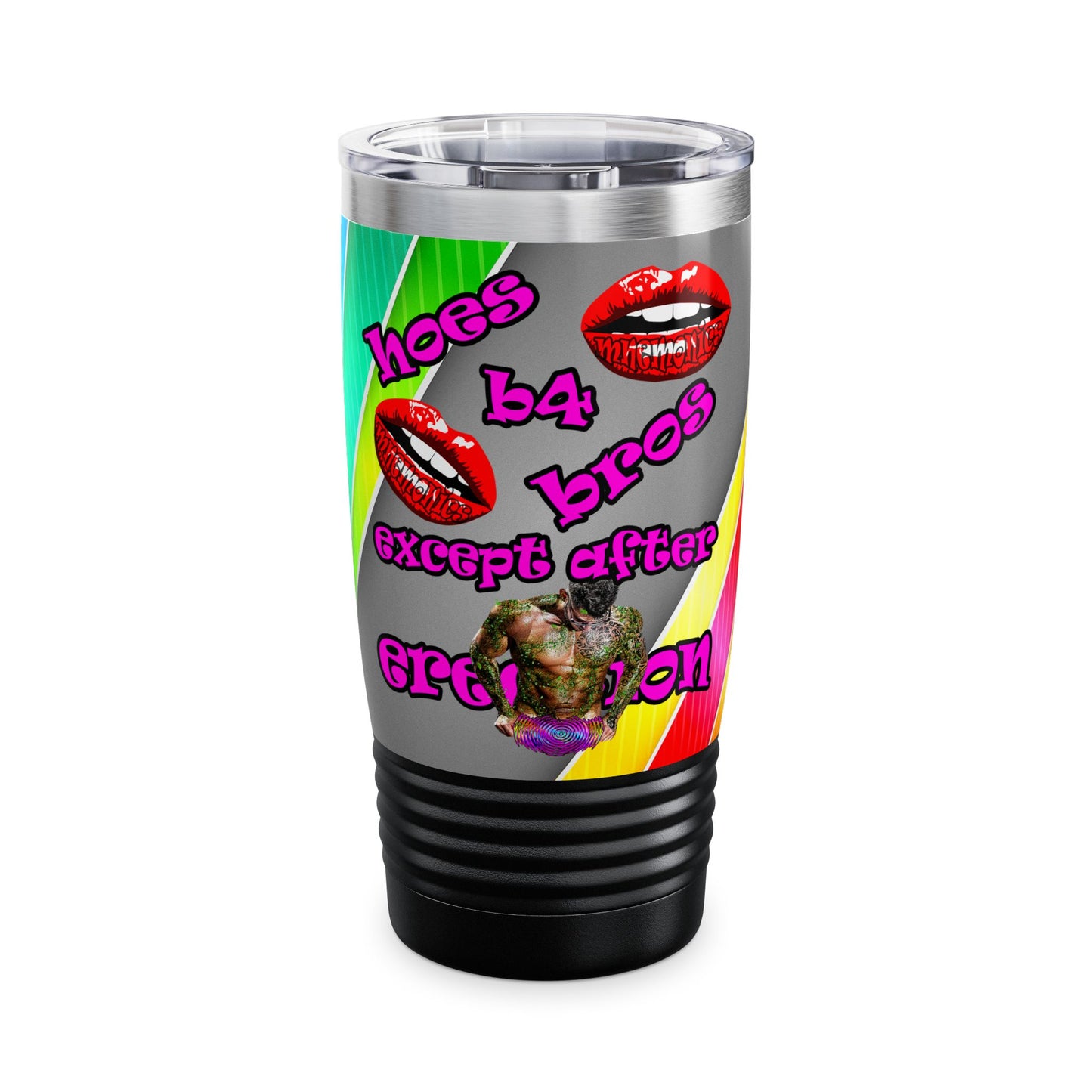 hoes b4 bros - Ringneck Tumbler, 20oz (rainbow split)