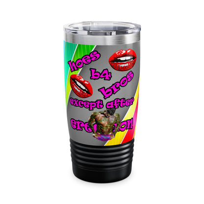 hoes b4 bros - Ringneck Tumbler, 20oz (rainbow split)