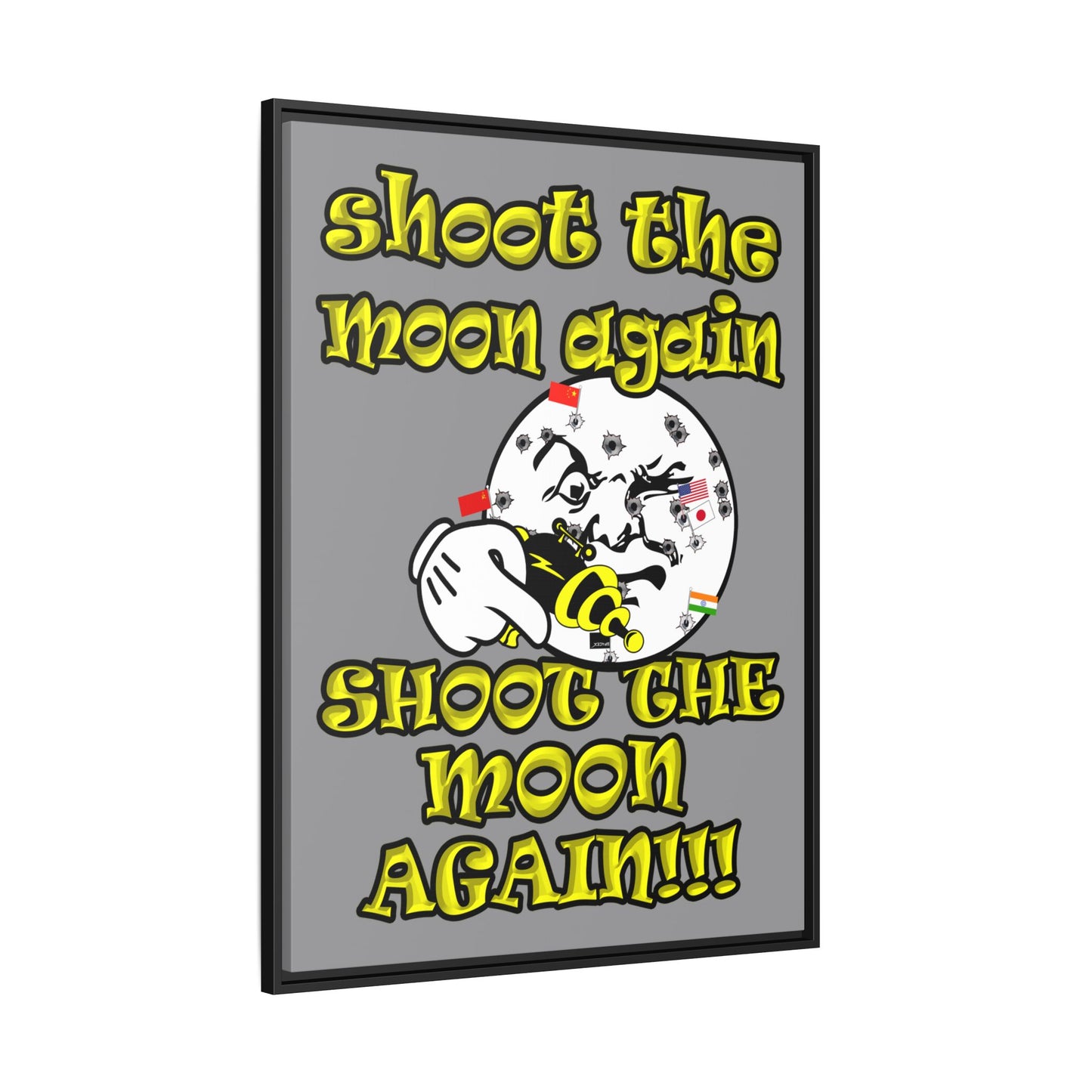 shoot the moon again - framed canvas art (grey)