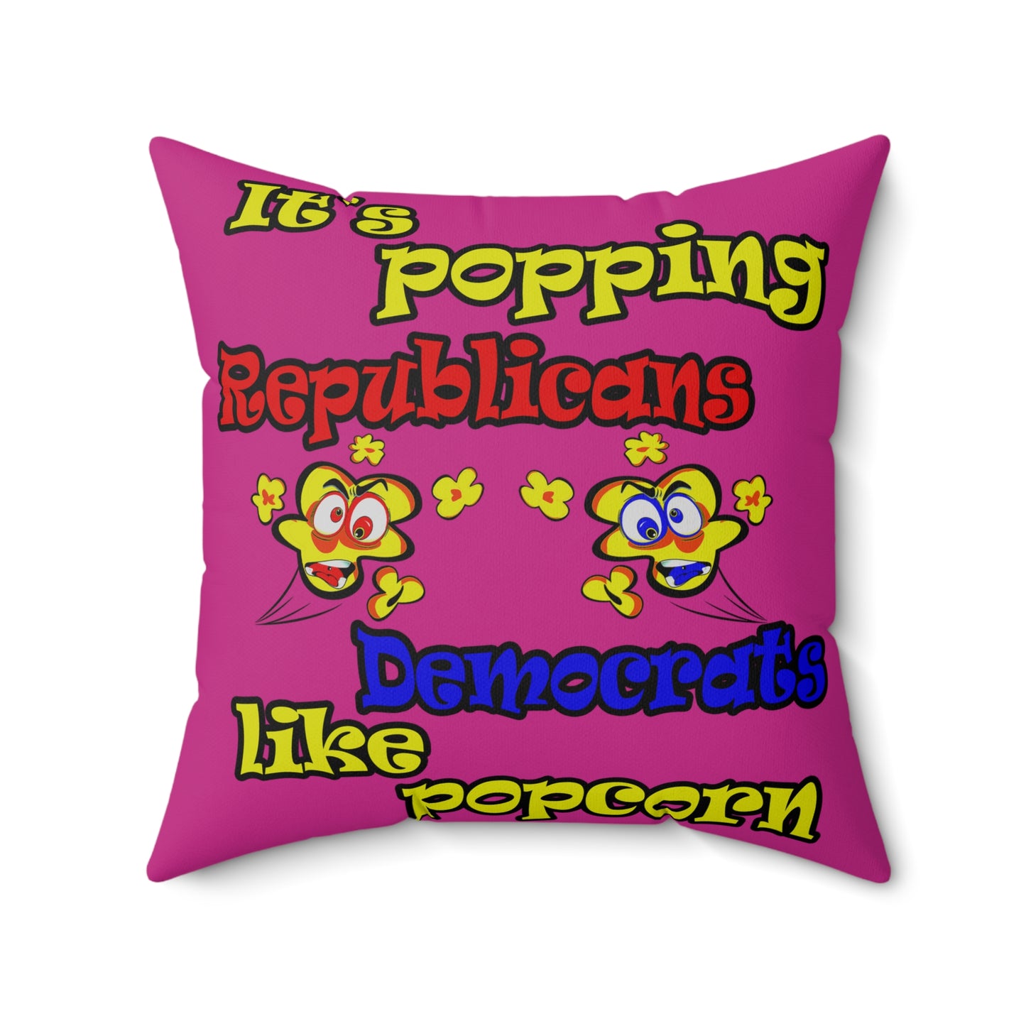 popping like popcorn - Spun Polyester Square Pillow - (pink)