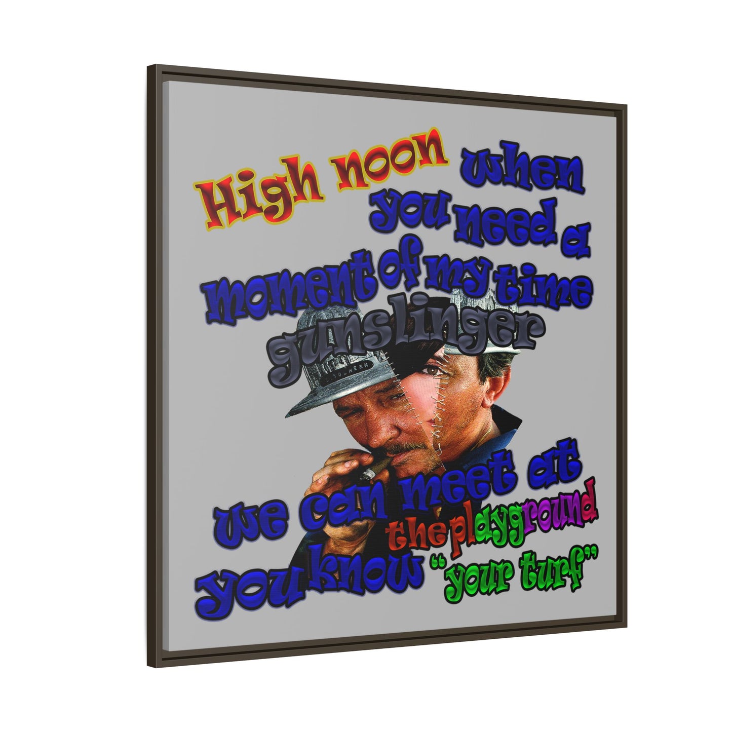 high noon - framed canvas art (light grey)