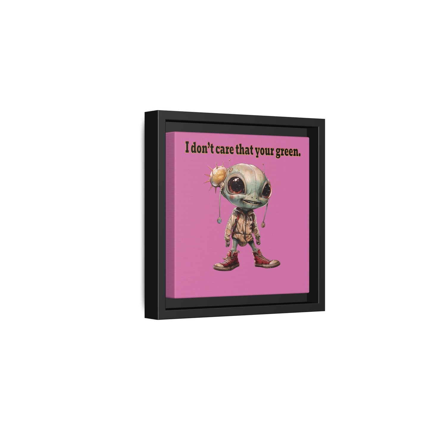 I don't care that your green - framed canvas art (light pink)