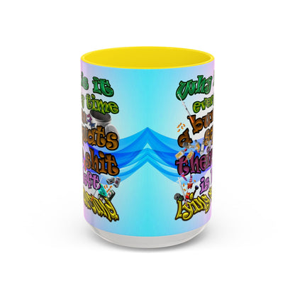the bum's shit - Accent Mug (light blue-pink wave)