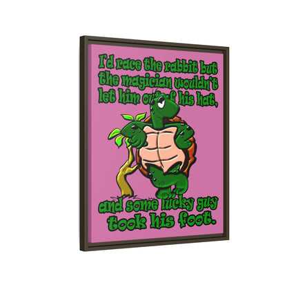 turtle race - framed canvas art (light pink)
