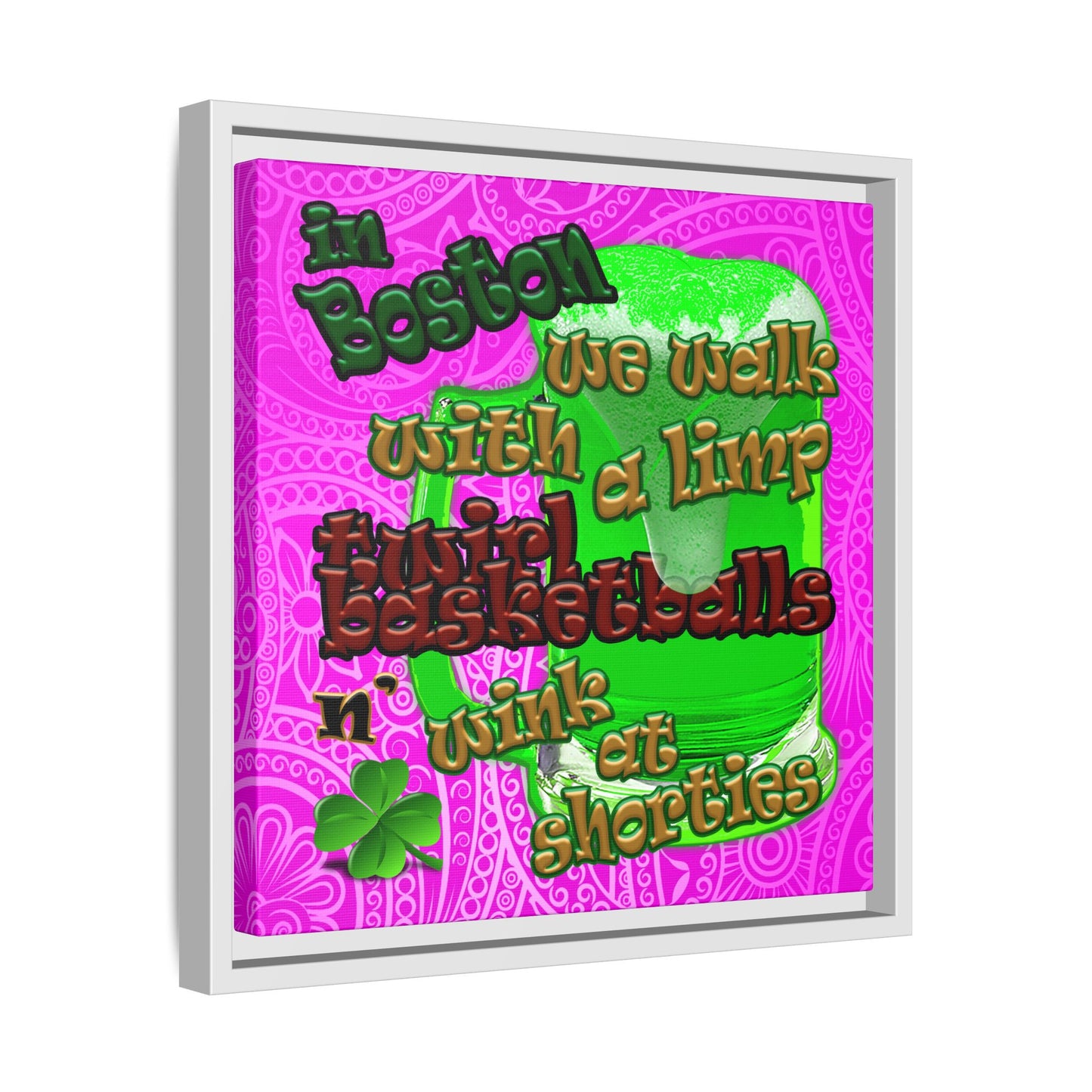celtics logo - framed canvas art (pink swirl)