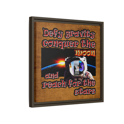 defy conquer reach - framed canvas art (brown papyrus)