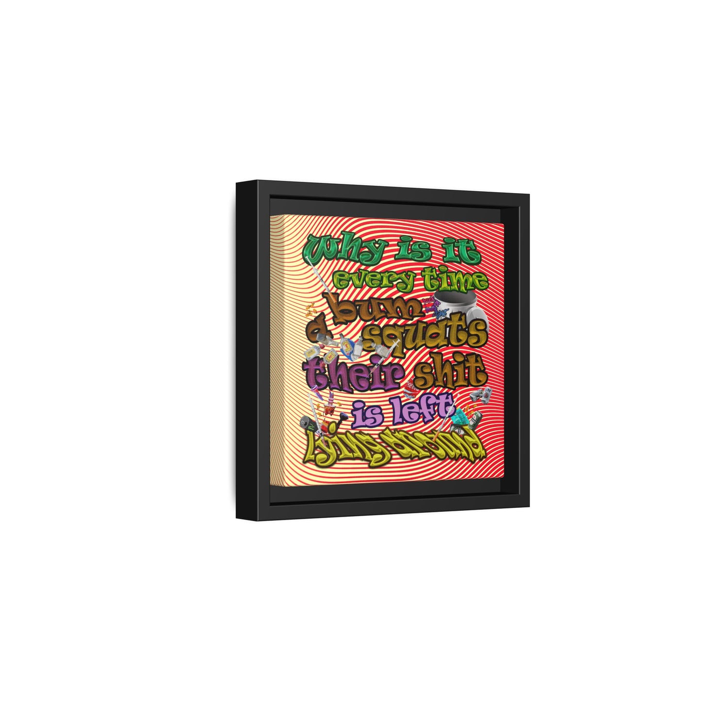 the bum's shit - framed canvas art (yellow-orange wave)