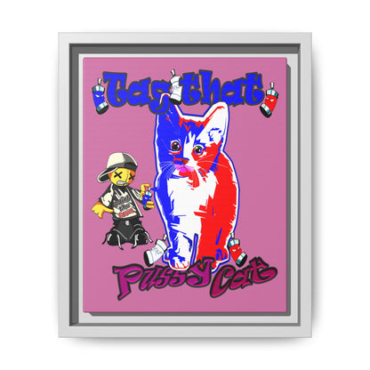 tag that - framed canvas art (light pink)