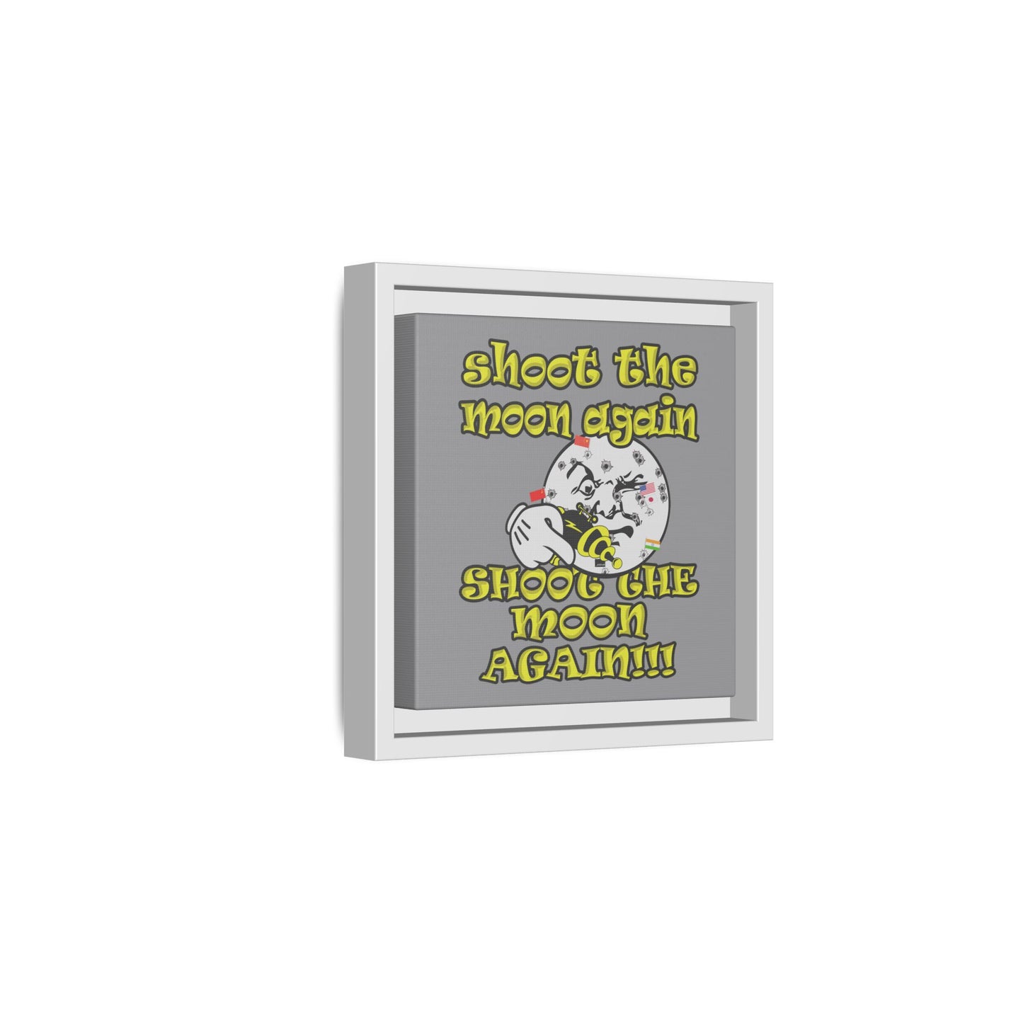 shoot the moon again - framed canvas art (grey)