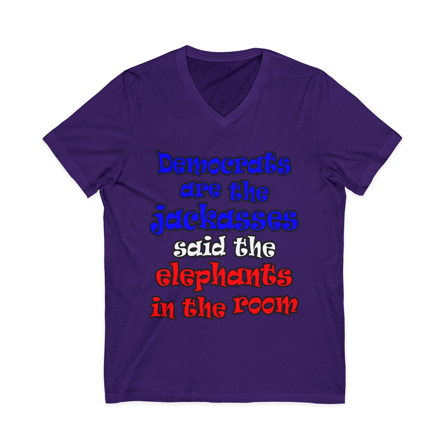 donkeys and elephants - Unisex Jersey Short Sleeve V-Neck Tee