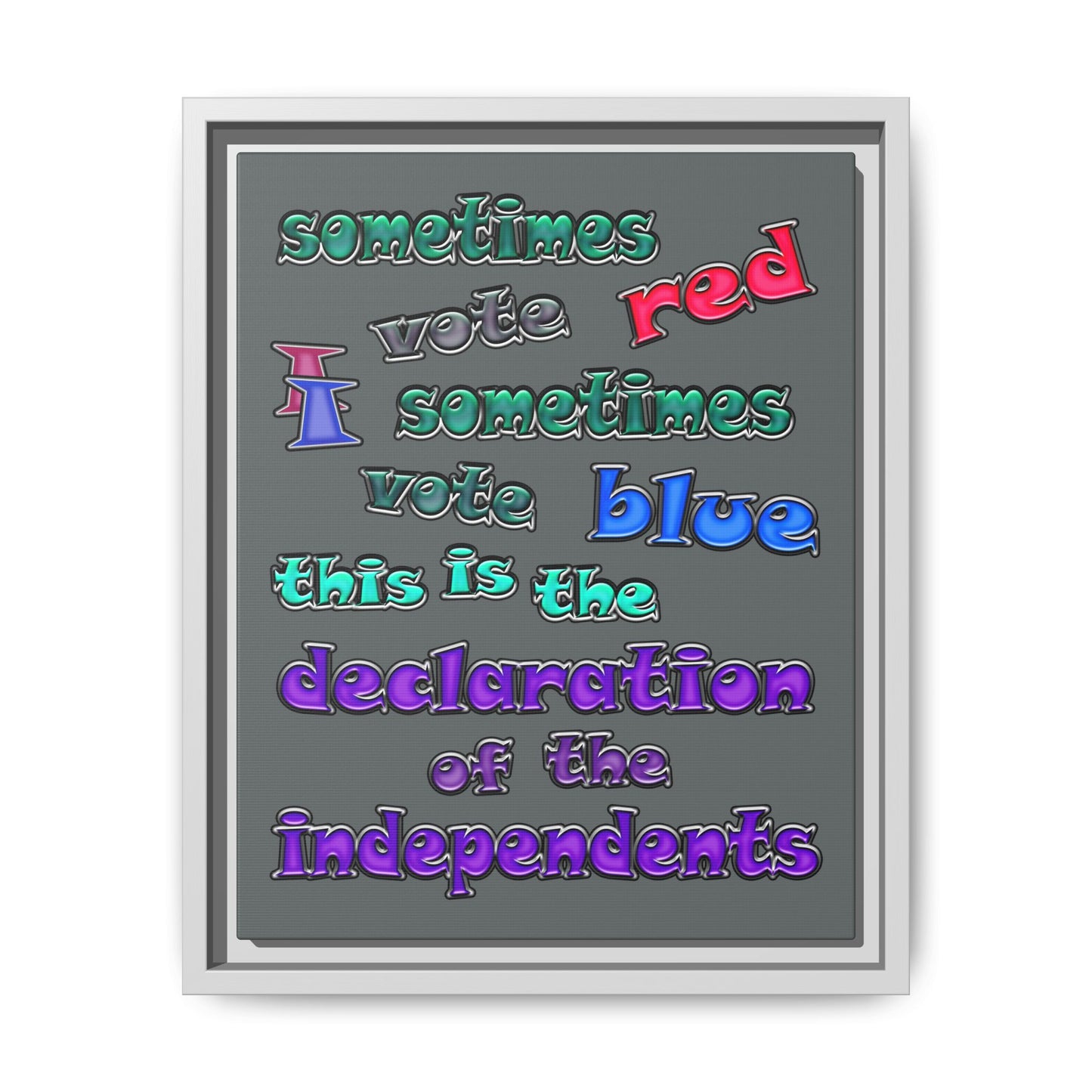 declaration of the independents - framed canvas art (dark grey)