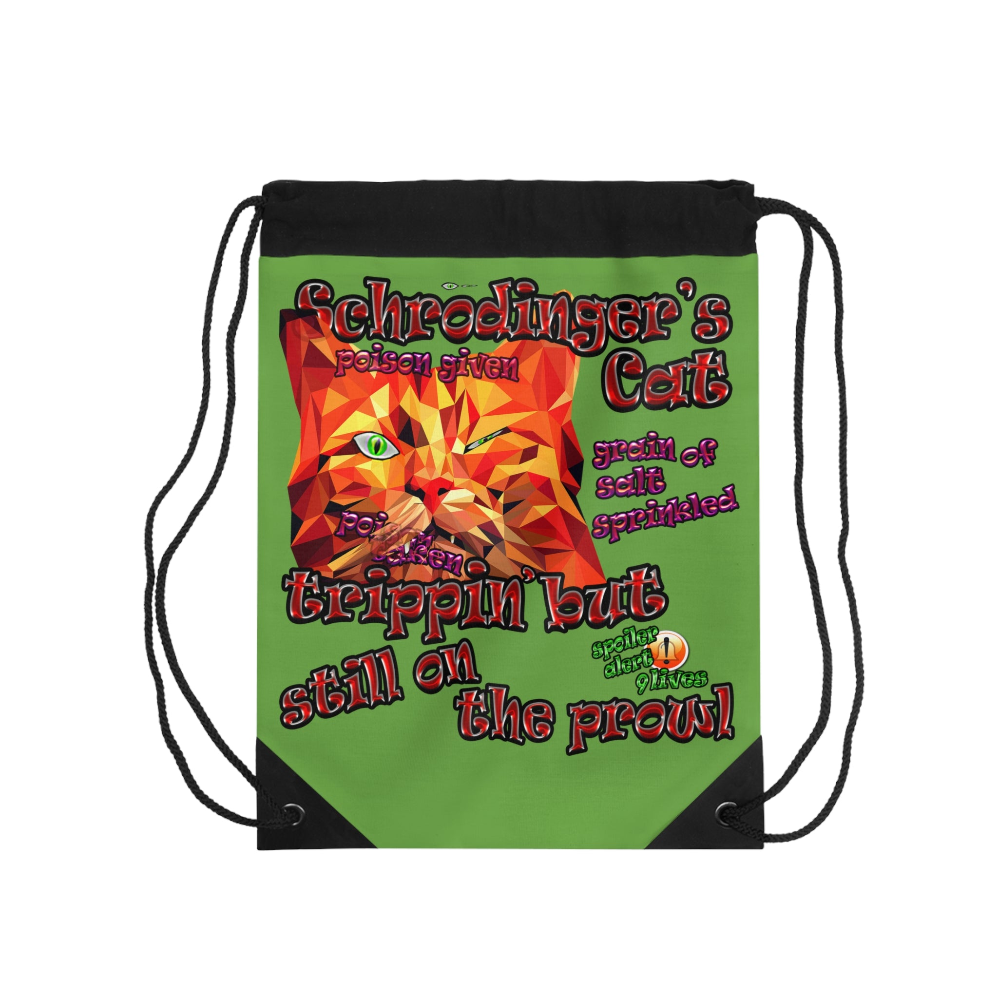 schrodinger's cat - Drawstring Bag (green)