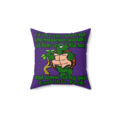 turtle race - Faux Suede Square Pillow - (purple)