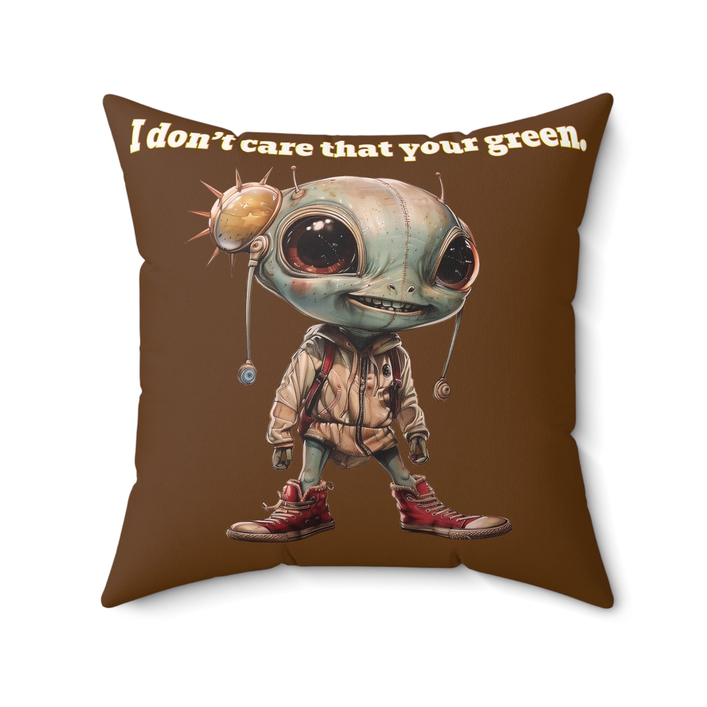 I don't care that your grey - Faux Suede Square Pillow - (brown)