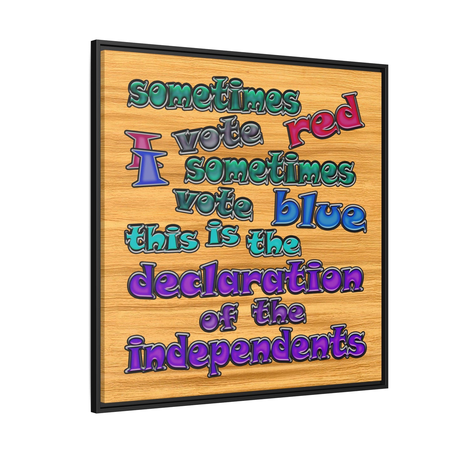 declaration of the independents - framed canvas art (butterscotch wood finish)
