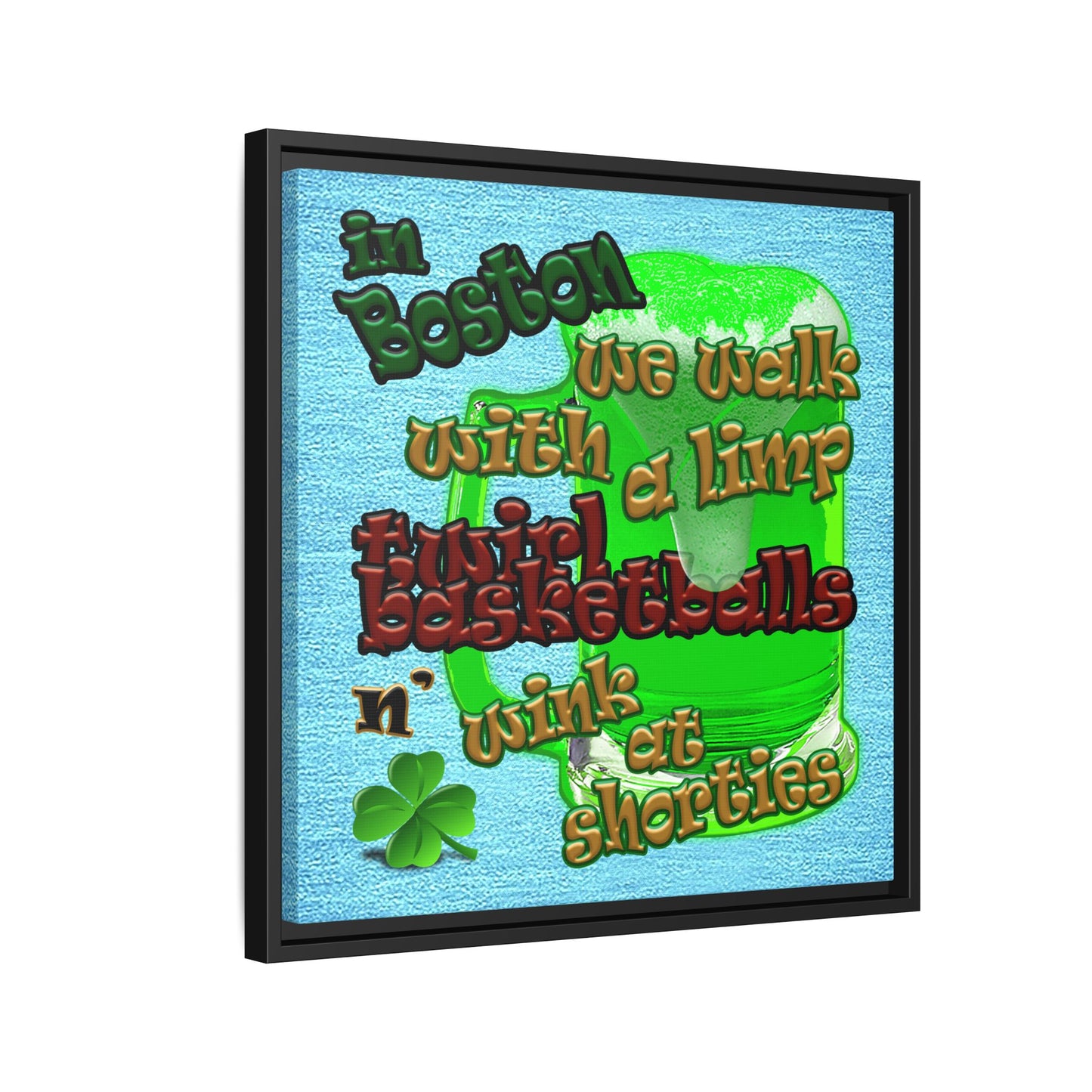 celtics logo - framed canvas art (faded blue)