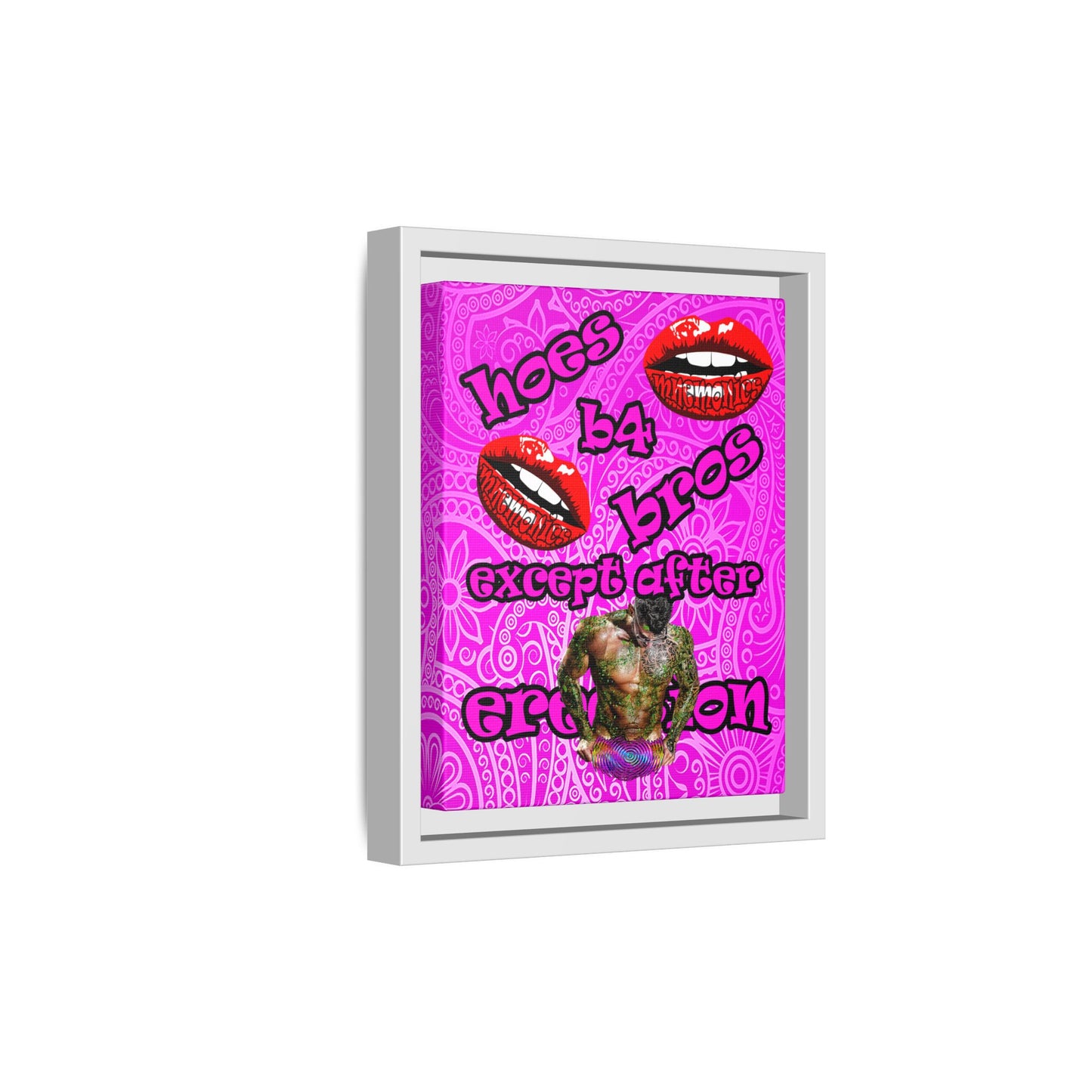 hoes b4 bros - framed canvas art (pink swirl)