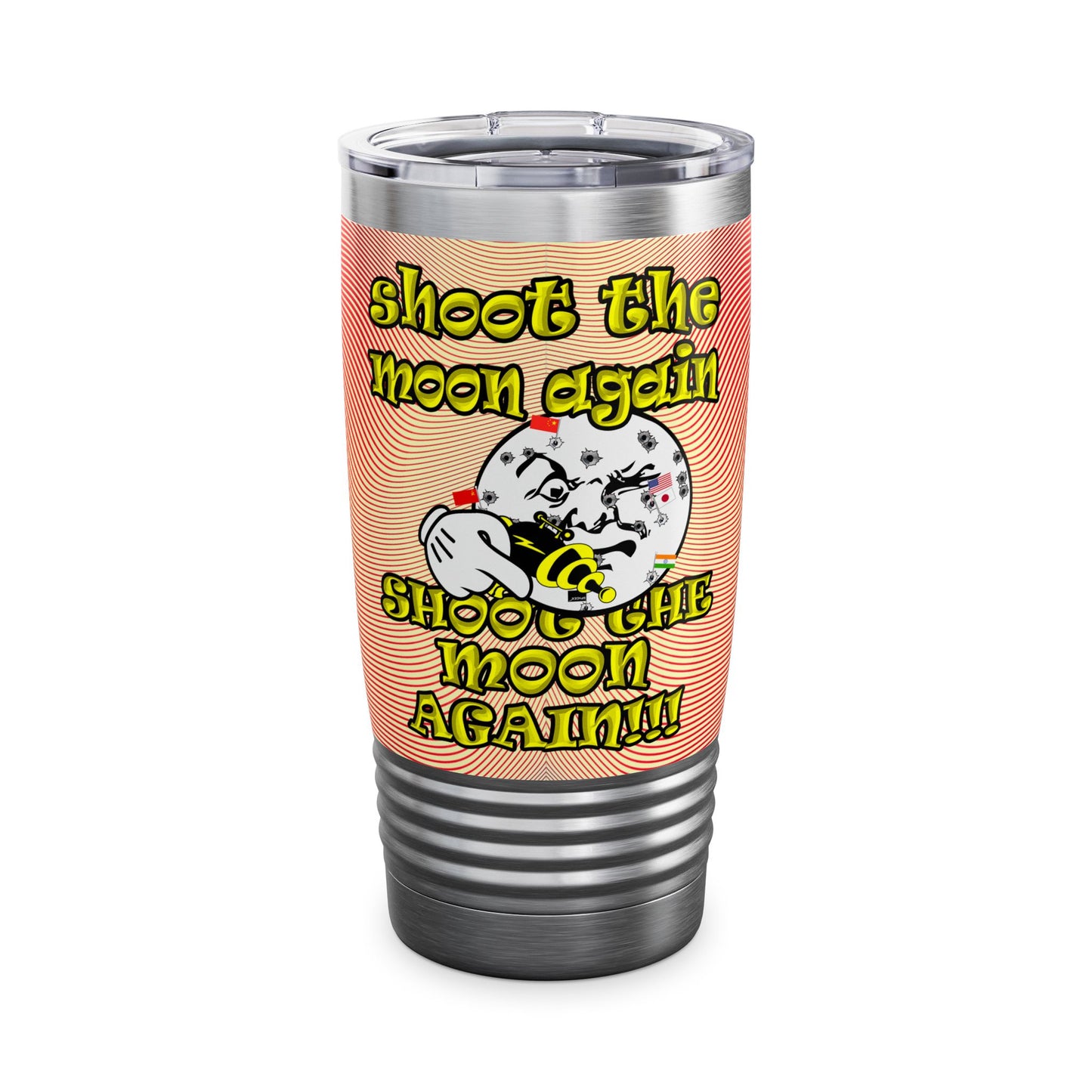 shoot the moon again - Ringneck Tumbler, 20oz (yellow-orange wave)