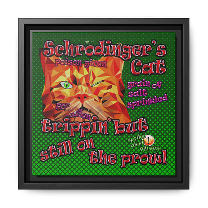 schrodinger's cat - framed canvas art (logo green)