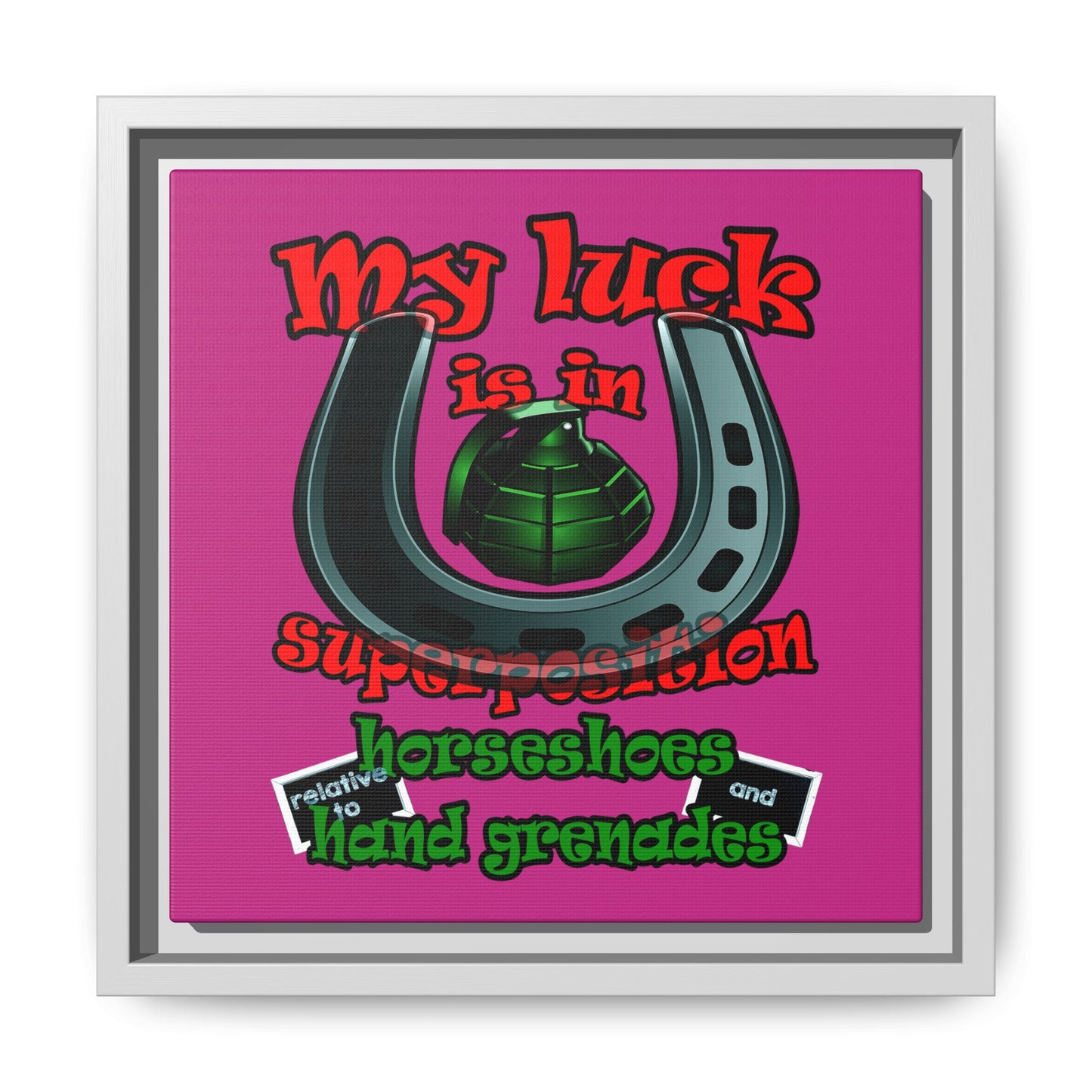 my luck - framed canvas art (pink)