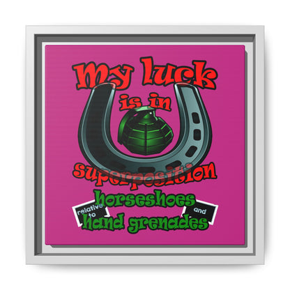 my luck - framed canvas art (pink)