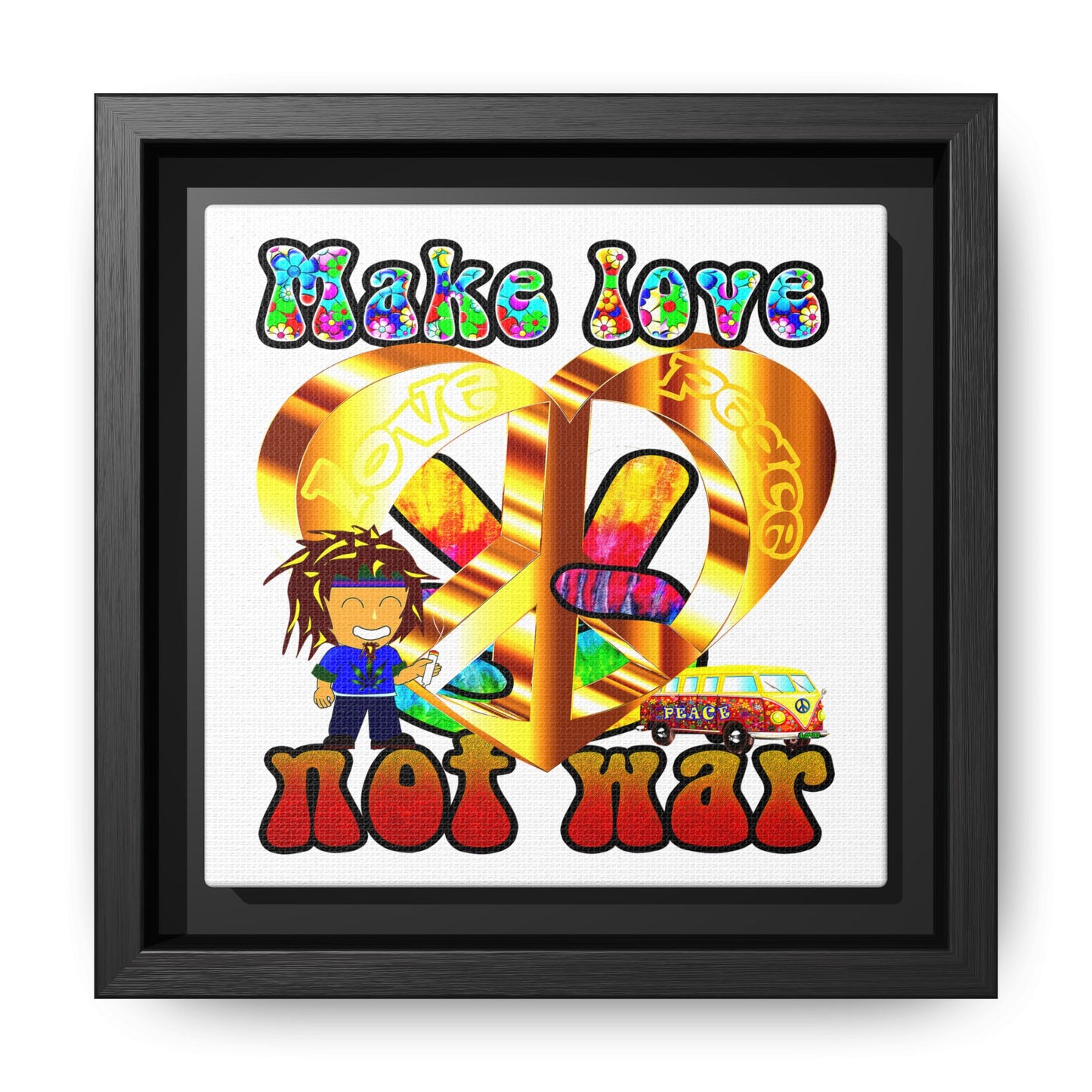 love peace - framed canvas art (white)