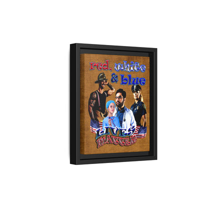 rw&b lives matter - framed canvas art (brown papyrus)