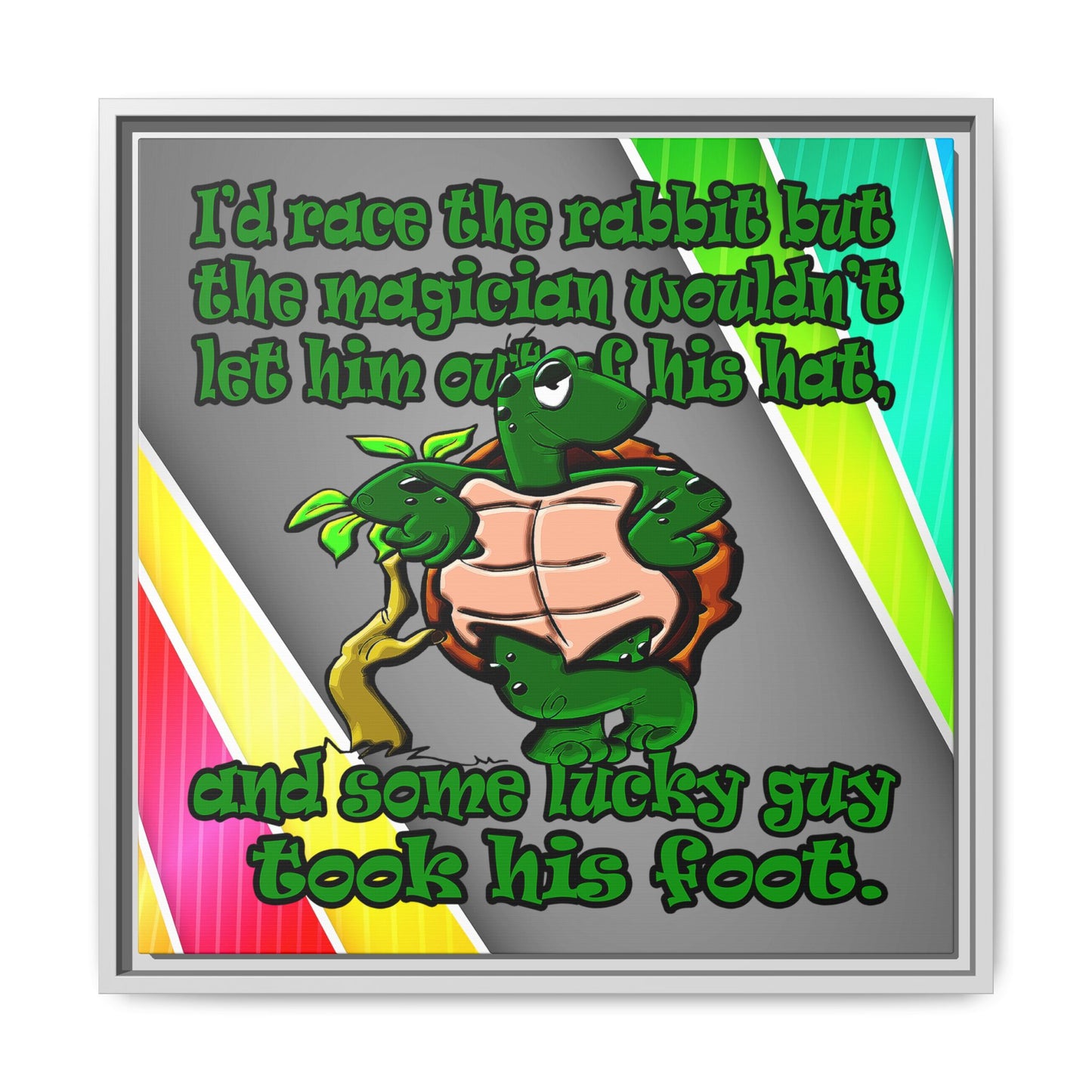 turtle race - framed canvas art (rainbow split)