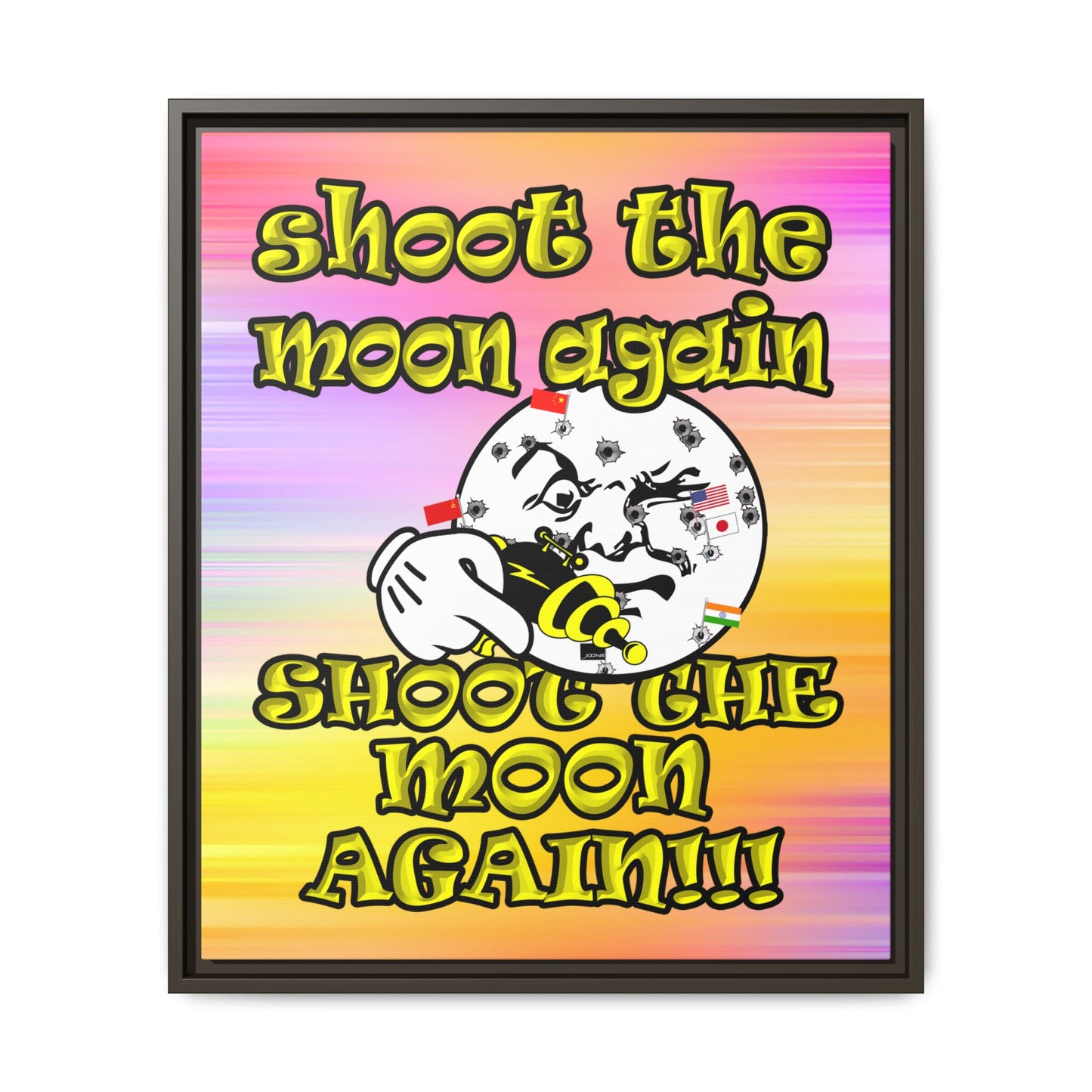 shoot the moon again - framed canvas art (color blur)