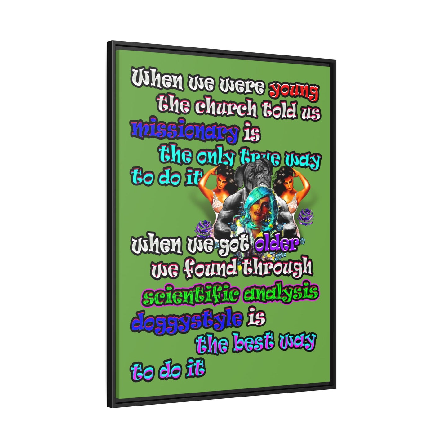 doggystyle - framed canvas art (green)