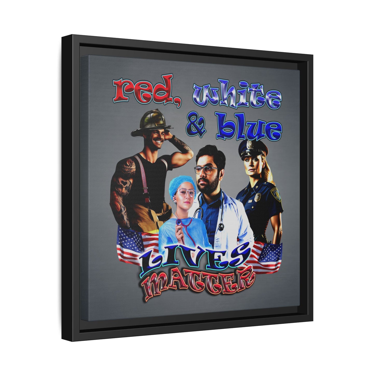 rw&b lives matter - framed canvas art (grey-light grey)
