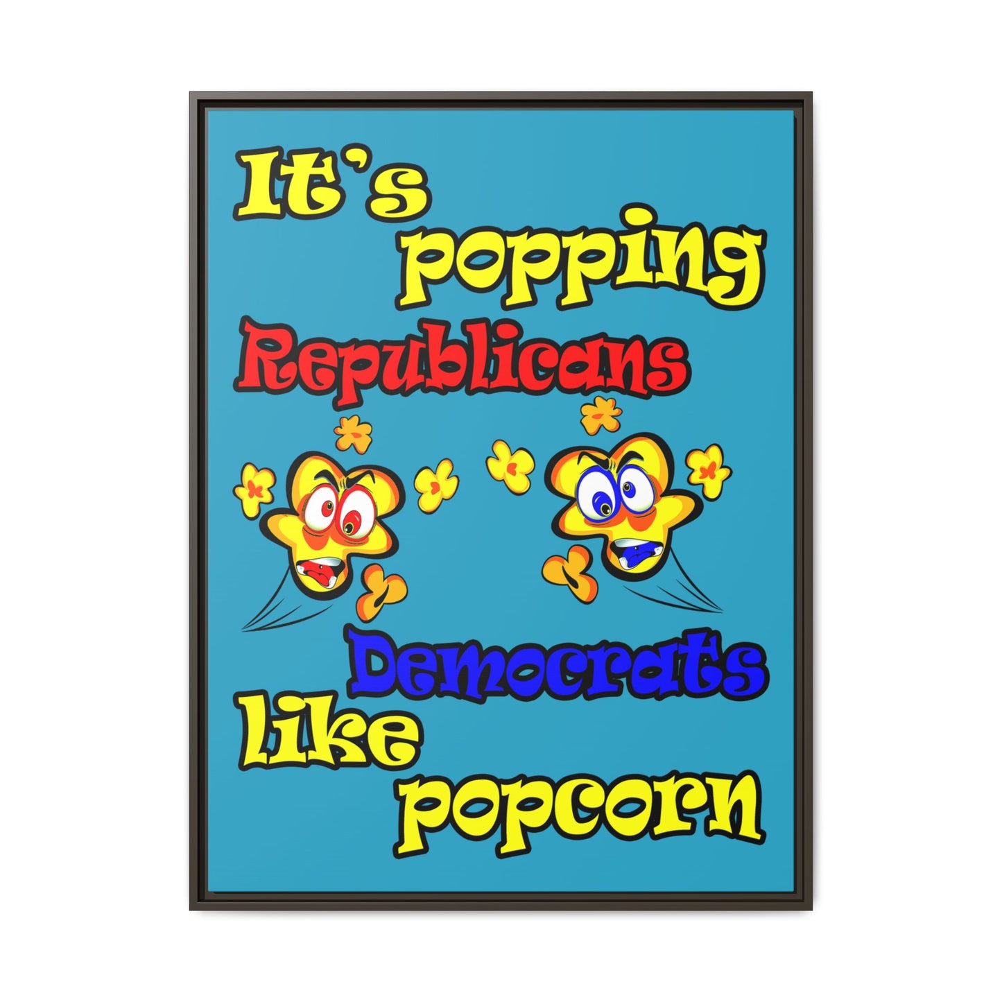 popping like popcorn - framed canvas art (turquoise)