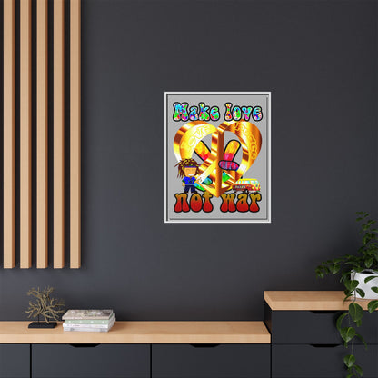love peace - framed canvas art (light grey)