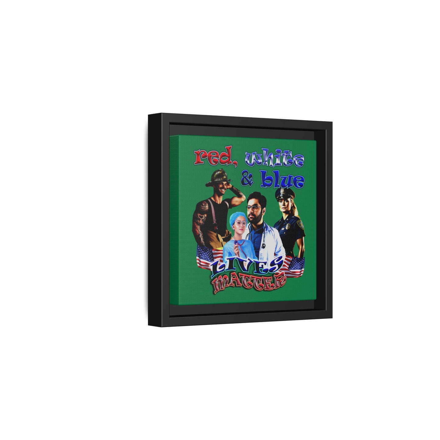 rw&b lives matter - framed canvas art (dark green)