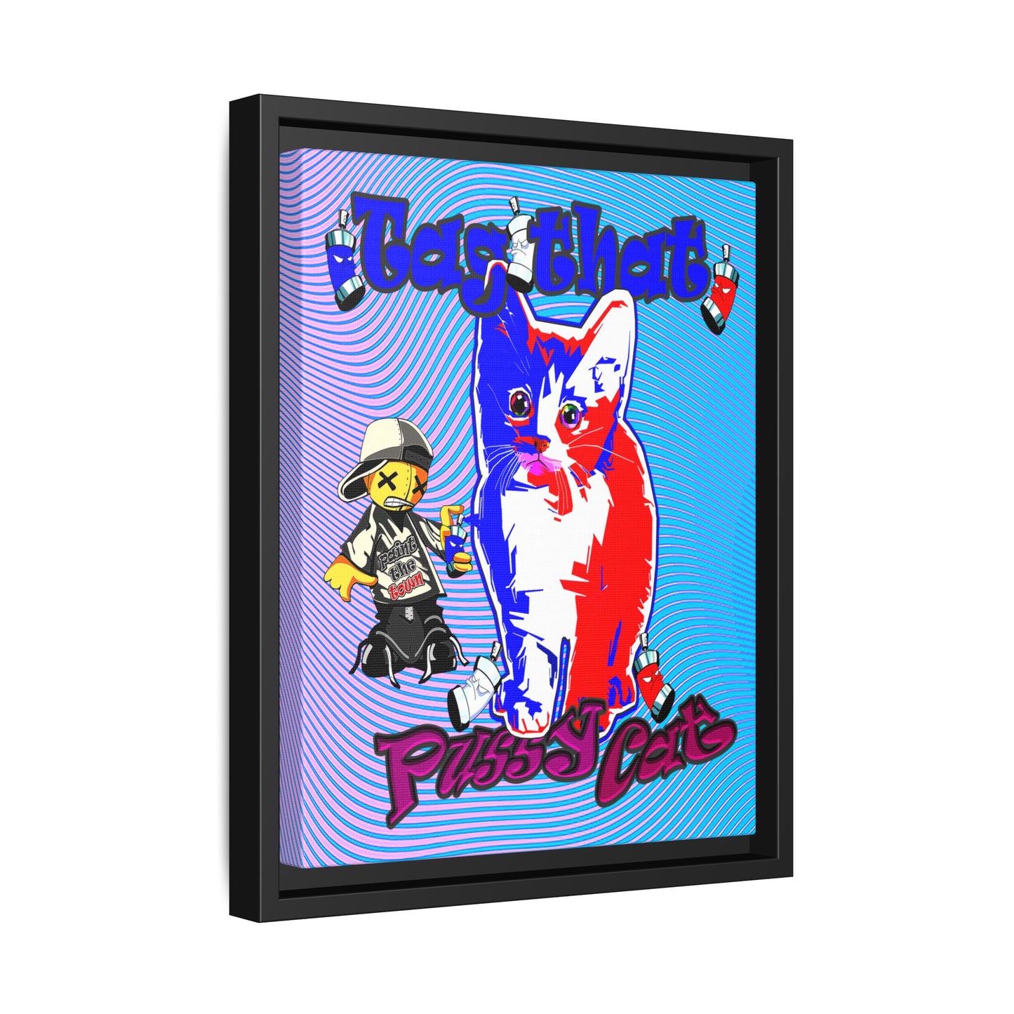 tag that - framed canvas art (light blue-purple wave)
