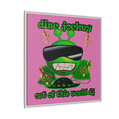 disc jockey - framed canvas art (light pink)