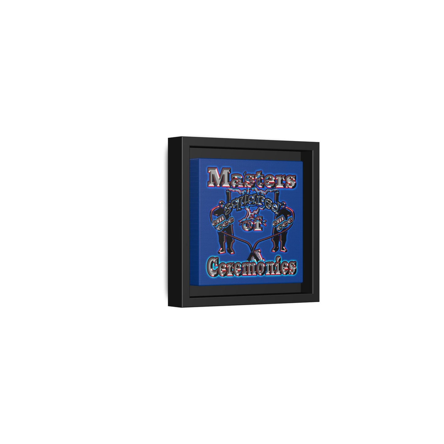 em cee squared - framed canvas art (dark blue)