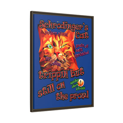 schrodinger's cat - framed canvas art (dark blue)