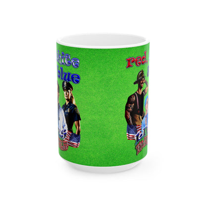 rw&b lives matter - White Mug (green turf)