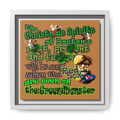 christmas spirits of boston - framed canvas art (light brown)