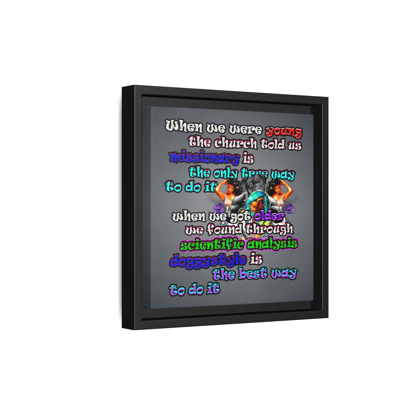 doggystyle - framed canvas art (grey-light grey)