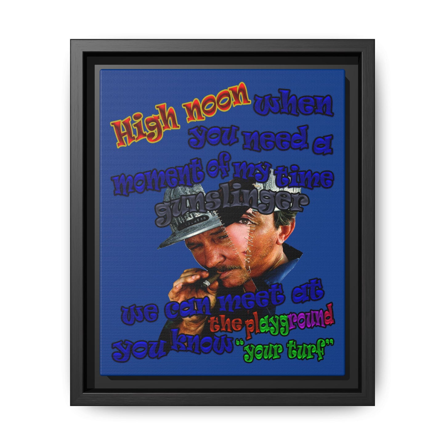 high noon - framed canvas art (dark blue)