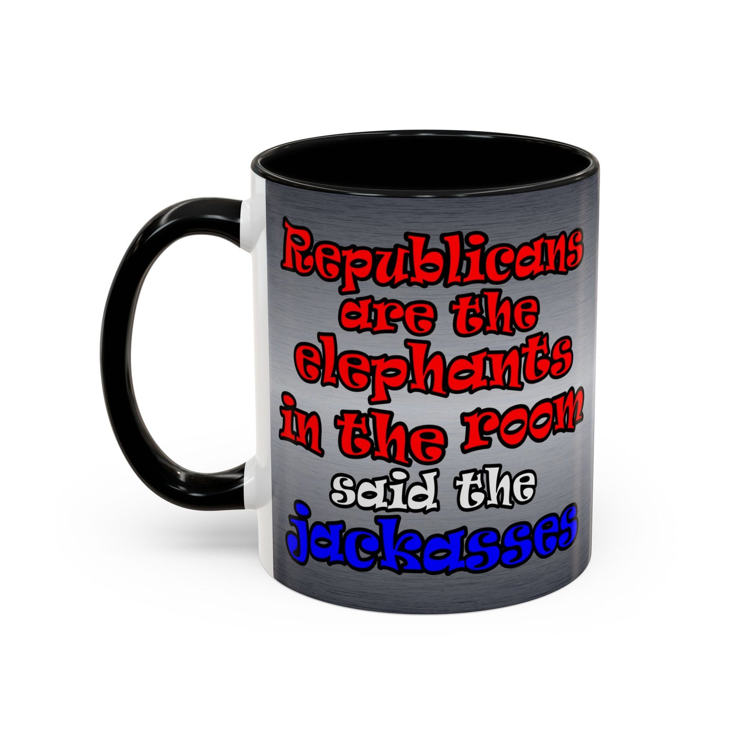 donkeys and elephants - Accent Mug (brushed nickel)