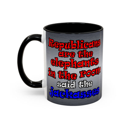 donkeys and elephants - Accent Mug (brushed nickel)