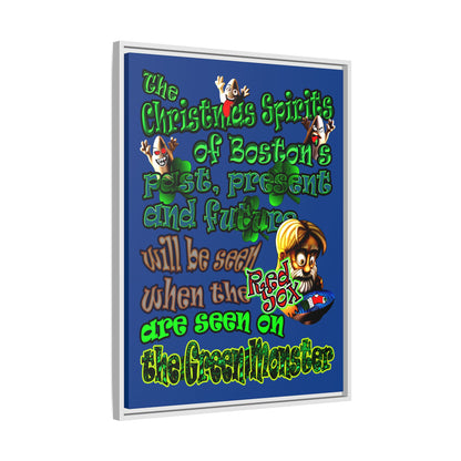 christmas spirits of boston - framed canvas art (dark blue)