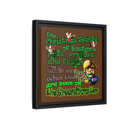 christmas spirits of boston - framed canvas art (brown)