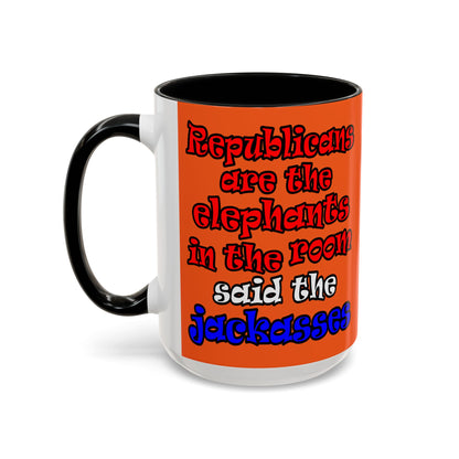 donkeys and elephants - Accent Mug (orange)