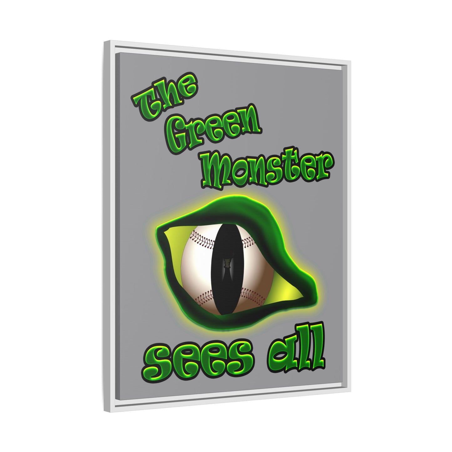 green monster - framed canvas art (grey)