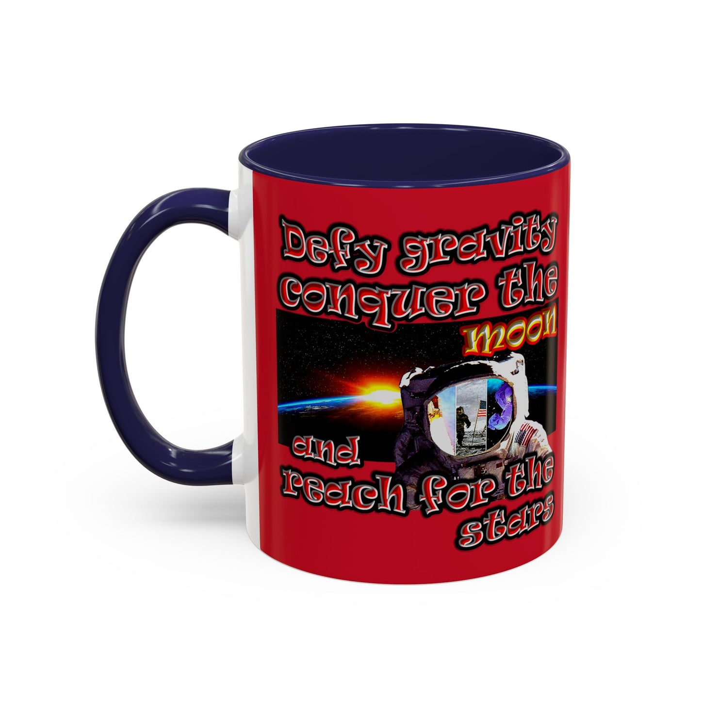 defy conquer reach - Accent Mug (dark red)