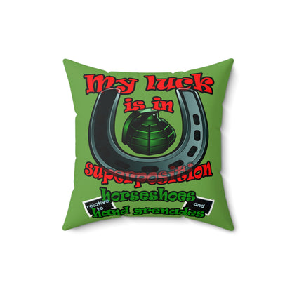 my luck - Faux Suede Square Pillow - (green)